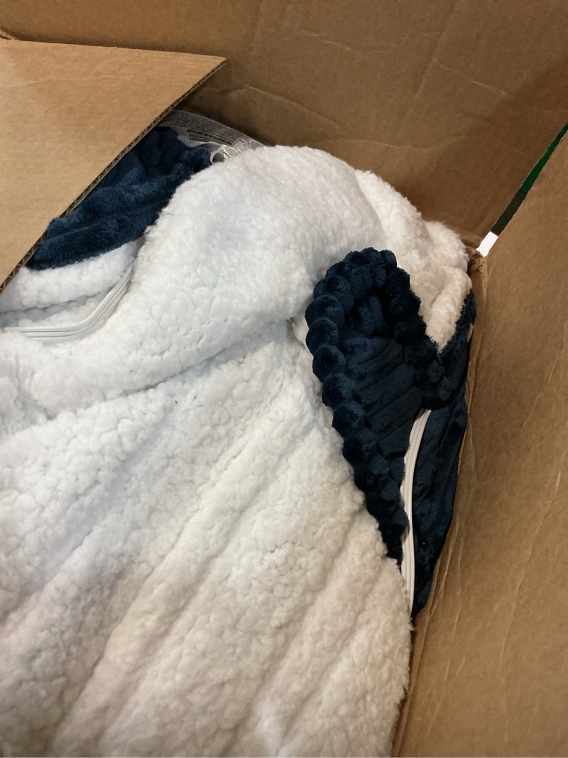 Condition photo showing As Is for Bedsure GentleSoft Electric Blanket Full Size - Soft Ribbed Flannel Heated Blanket with 6 Heat Settings, Heating with 10 Time Settings, 8 hrs Timer Auto Shut Off, Gifts for Grandma (72"x84", Navy) 04 - Navy Full