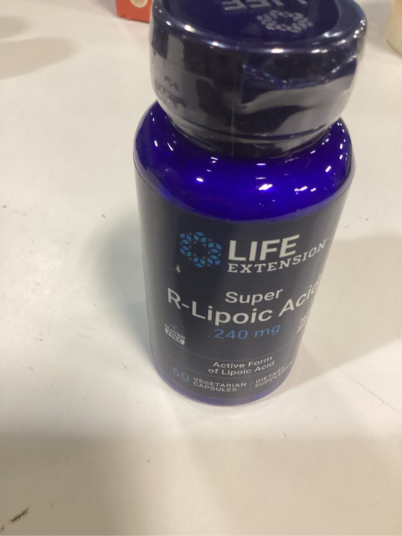 Condition photo showing New/Like New for BB 04/2026) Life Extension Super R-Lipoic Acid – Healthy Aging, oxidative Stress Defense – with 240 mg of Active R-Form of R-Lipoic Acid – Gluten-Free – Non-GMO – Vegetarian – 60 Capsules 60 Count (Pack of 1)