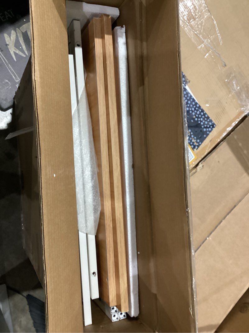Condition photo showing As Is for 33" Dog Crate Furniture for Medium & Small Dogs with Wheels, Heavy Duty Dog Cage, Indoor Puppy Crate, Wooden Dog Kennel Table, 32.6"L x 22.8"W x 25.8"H, Decorate House as End Table — Natural and White White 32.6"L x 22.8"W x 25.8"H