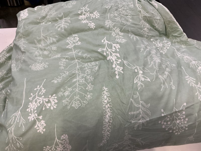 Condition photo showing As Is for Bedsure King Comforter Set - Sage Green Bed Set, Pieces Cute Floral Bedding, 1 Soft Reversible Botanical Flowers Comforter and 2 Pillow Shams King 01 - Sage Green .Incomplete
