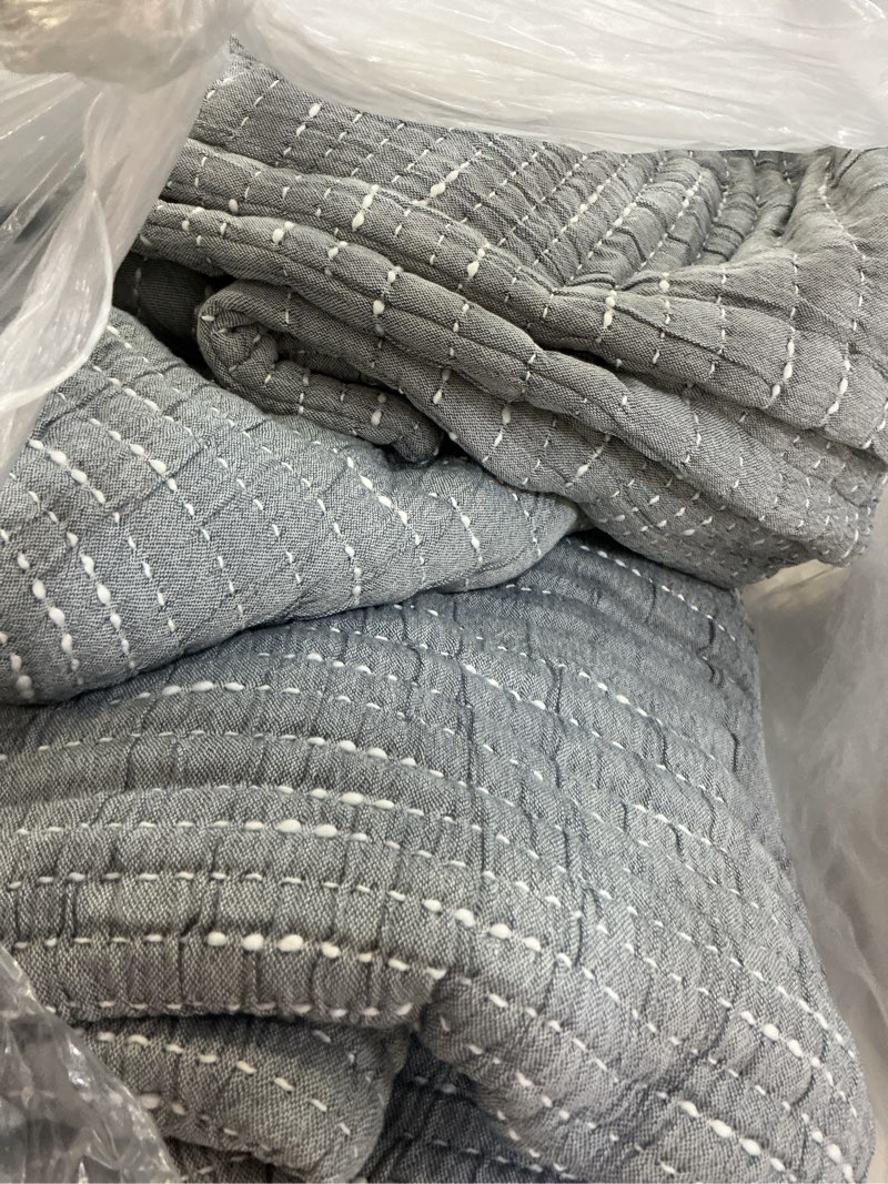 Condition photo showing Good Condition for organic cotton channel stitch coverlet set, king/cal king, blue