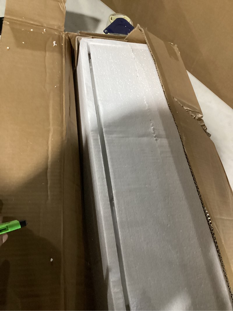 Condition photo showing As Is for Versatile 7 Tier Wall Shelf Unit,White Lack Wall Shelf,Display Floating Shelf with LED Remote Control Light 7 Tier White