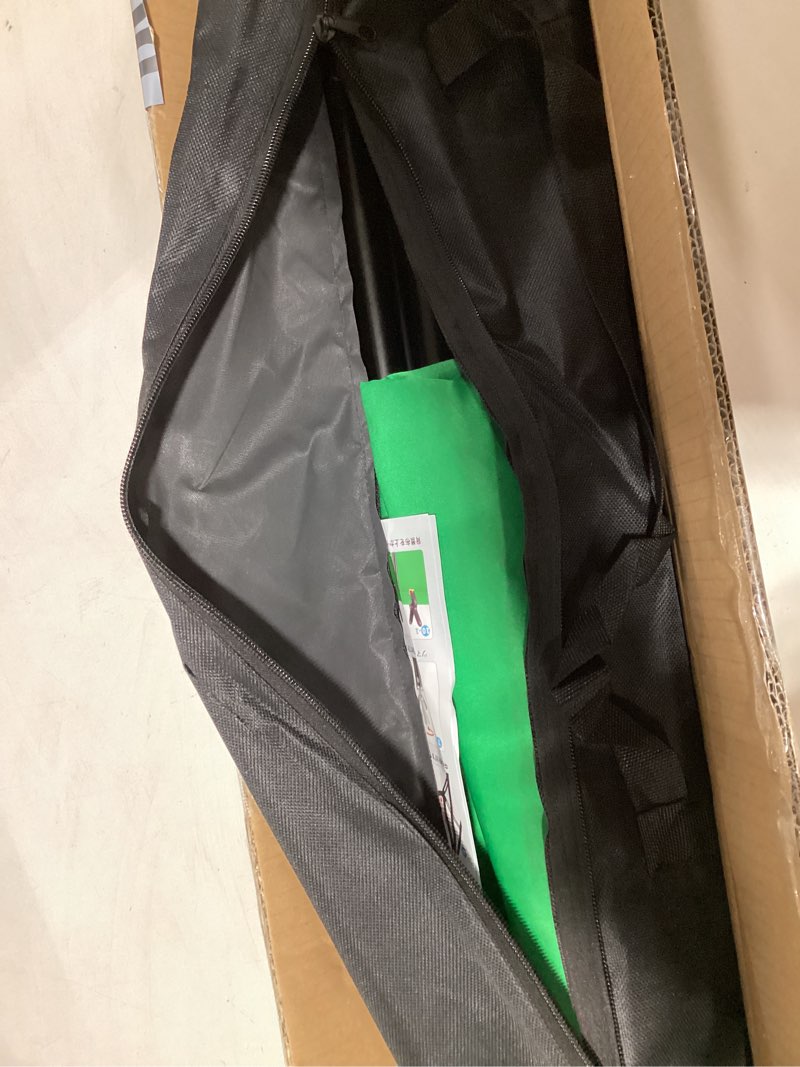 Condition photo showing Good Condition for green screen backdrop kit with stand, 5x6.5ft portable green screen backdrop with stand kit, greenscreen background with stand carrying bag clamp for streaming video zoom 5 x 6.5 ft green