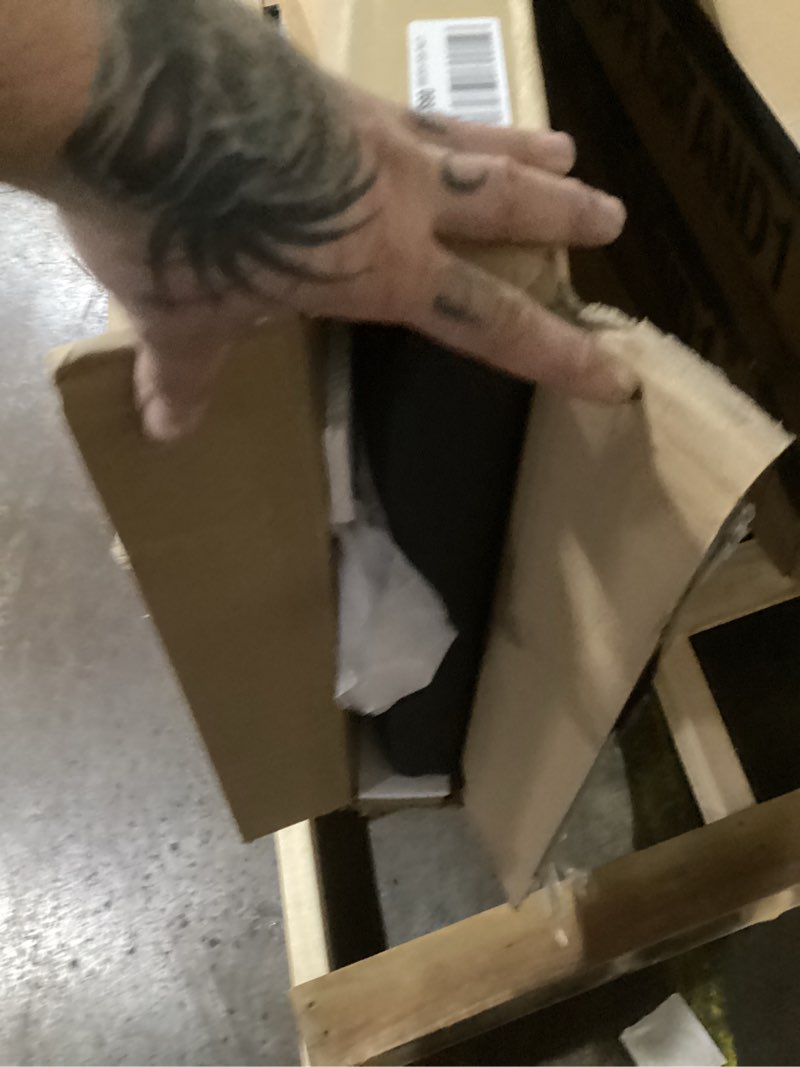 Condition photo showing Good Condition for Lucid Mid-Rise Upholstered Headboard - Diamond Tufted - Padded Polyester - Adjustable Height from 34” to 46” - Easy Assembly - Bed Frame or Wall Mount - Sturdy - Charcoal - Queen Size Charcoal Queen Diamond Tufting