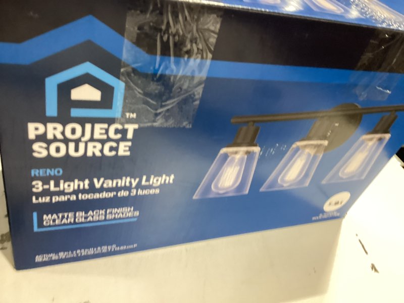 Condition photo showing Good Condition for Project Source Shaker Park II 24-in 3 Light Matte Bronze Traditional Bathroom Vanity light bar