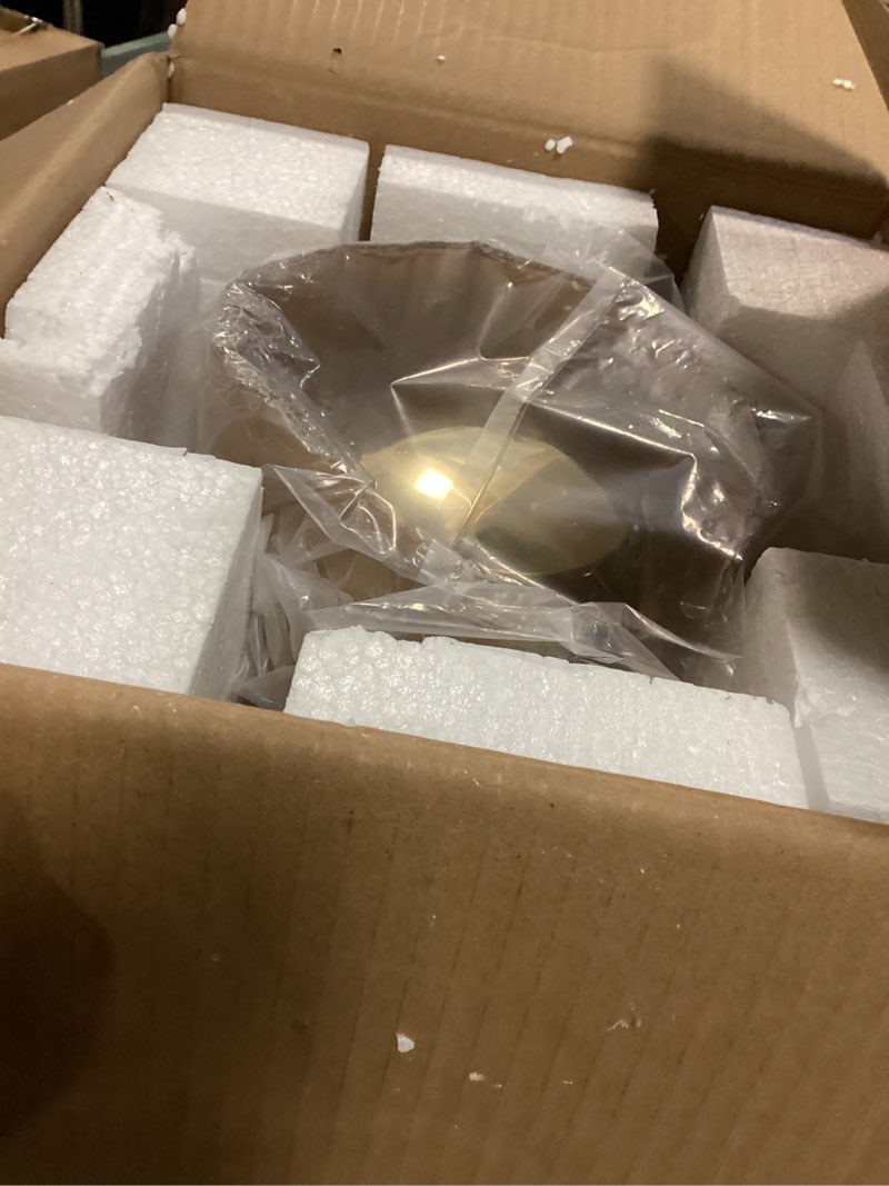 Condition photo showing Good Condition for TRIROCKS Elegant Gold Stainless Steel Lantern Set- 3 Sizes (12", 15", 19") - Tempered Glass Panel Metal Lanterns for Versatile Indoor & Outdoor Decorating - Perfect for Celebrations Large Gold