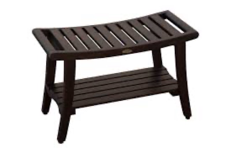 DecoTeak Harmony 30 Inch Extended Height Brown Waterproof Teak Wood Shower Bench Stool Seat Chair for Inside Shower Provides Safety, Storage, and Organization for Bathroom Accessories