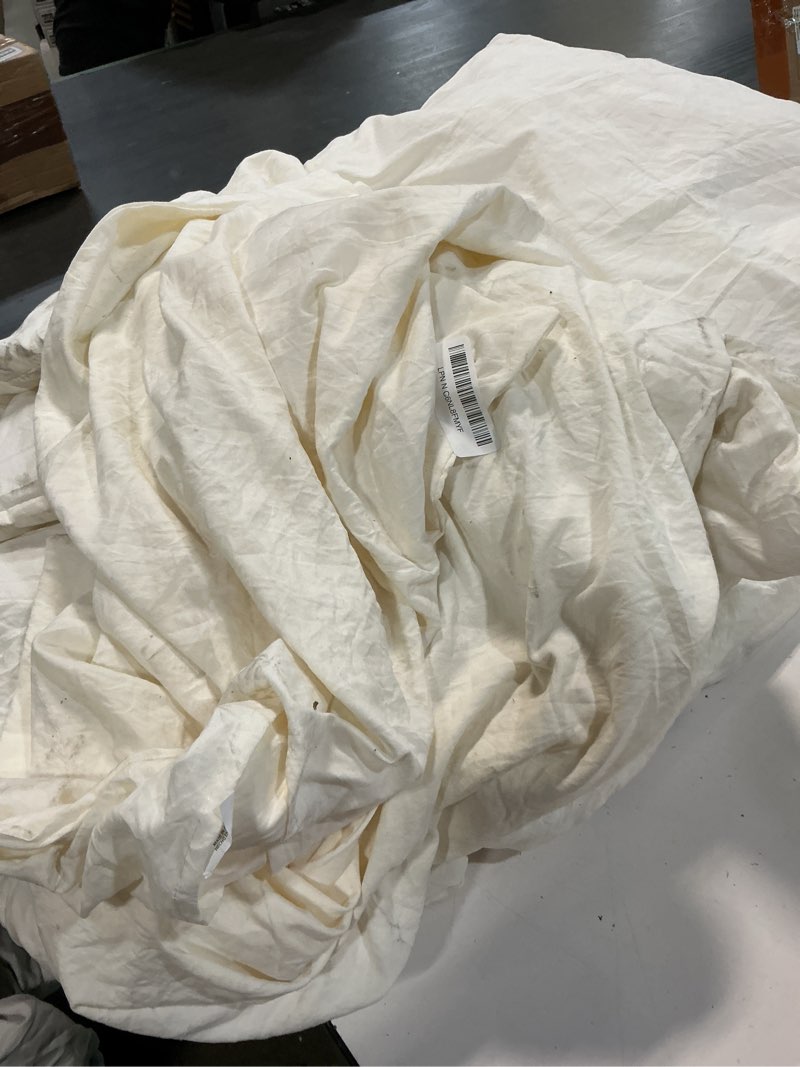 Condition photo showing As Is for wrensonge queen comforter set - 7 pieces white soft bed in a bag queen with fitted sheet, flat sheet, 2 pillow shams, and 2 pillowcases- warm bedding sets for all season snow white queen(90"*90")