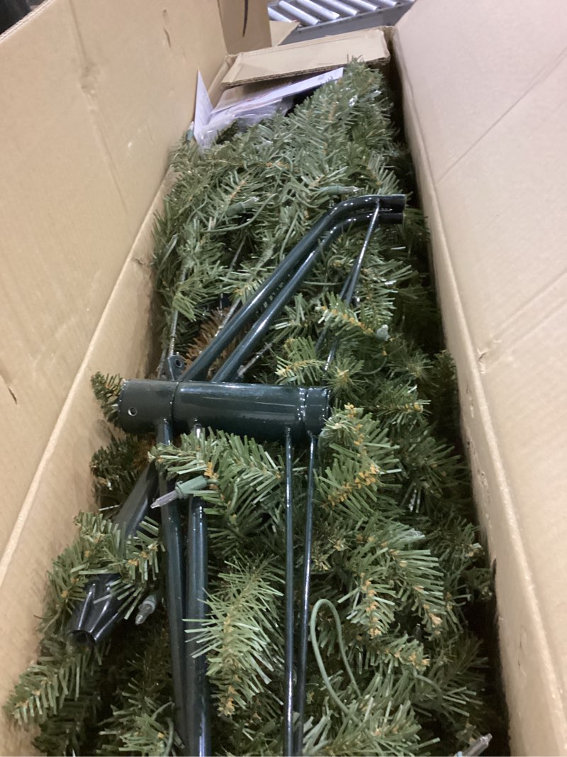 Condition photo showing Good Condition for Puleo International 7.5ft Pre-Lit Slim Fraser Fir Christmas Tree with 350 Clear Lights, 1188 Realistic Dense Branch Tips, Easy Setup Artificial Trees with Sturdy Metal Stand 7.5' Pencil Fraser Fir with 350 Clear Lights