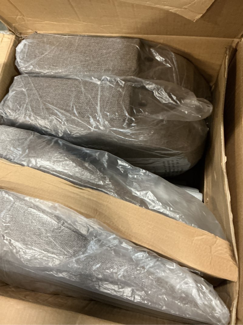 Condition photo showing Good Condition for (INCOMPLETE)COLAMY Upholstered Dining Chairs Set of 6, Mid Century Modern Kitchen Chairs with Back, Farmhouse Fabric Side Dining Room Chairs with Wood Legs for Dining Room Restaurant, Brown Upholstered Dining Chairs Brown Set of 6