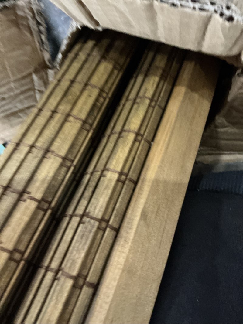 Condition photo showing Good Condition for LazBlinds No Tools No Drill Cordless Bamboo Roman Shades, Light Filtering Window Treatment, Roll Up Bamboo Blinds for Window 24'' W x 64'' H, Wood Light Filtering-wood01 24'' W x 64'' H