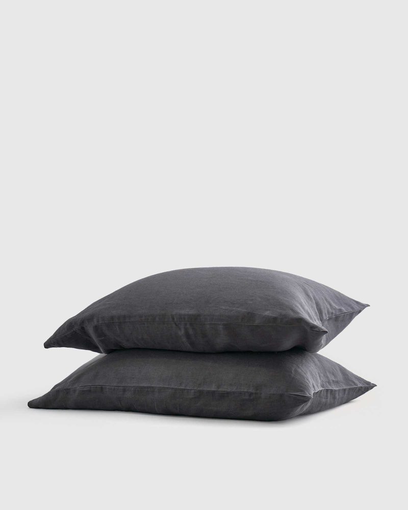 quince, european linen pillowcases set of 2/standar/charcoal