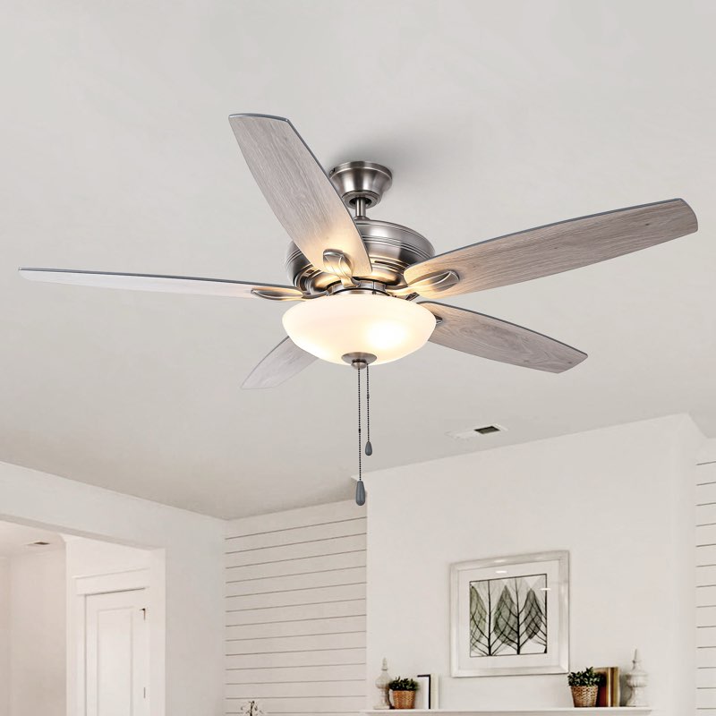 aoibhi 52" 5 - blade dual mount ceiling fan with led lights and pull chain