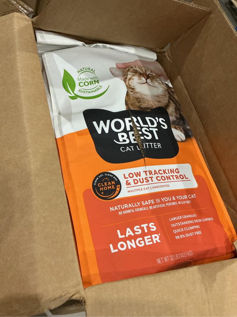 Condition photo showing Good Condition for world's best cat litter low tracking & dust control multiple cat unscented 32-pounds - natural ingredients, quick clumping, flushable & made in usa - long-lasting odor control & easy scooping 32lb