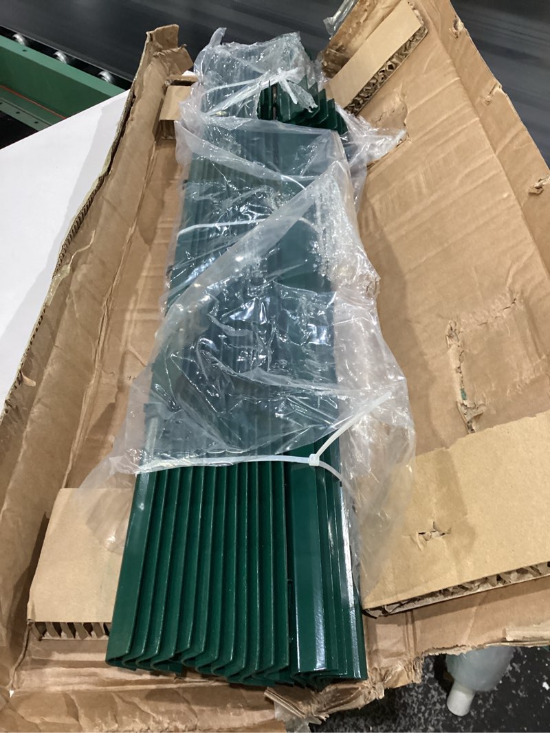 Condition photo showing New/Like New for 20 pack garden fence post, 3 feet heavy duty metal u-post for wire fence, no dig garden fence stakes for temporary fencing, electric fence wire, corner anchor, and more-green 3ft-20p green