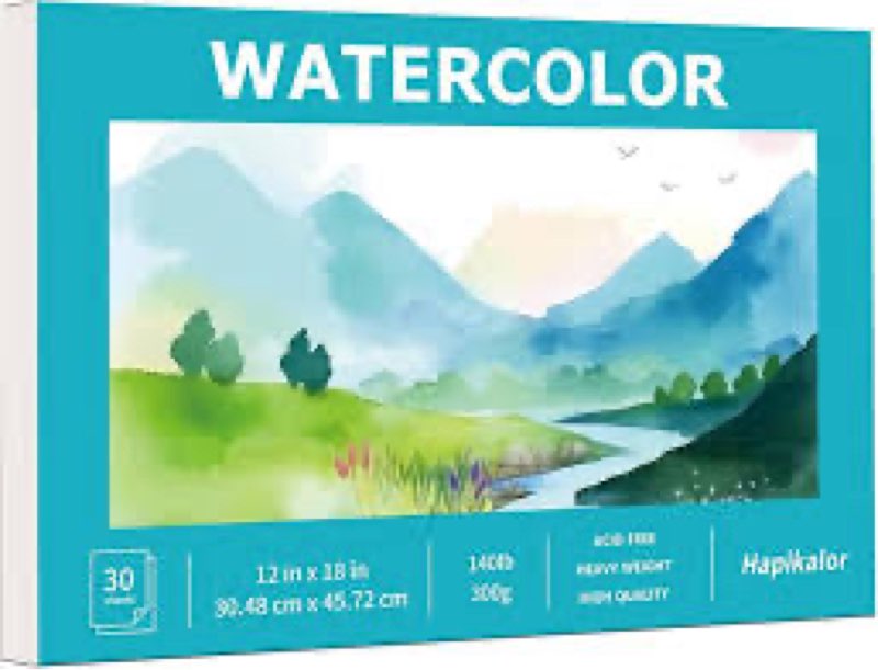Hapikalor 18"x24" Large Watercolor Paper Pad, 1-Pack 30 Sheets 140lb/300gsm Artist Painting Large Dr