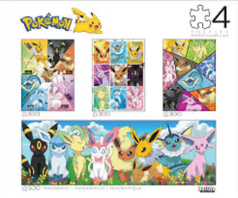 Buffalo Games - Pokemon - 4 X 1 Multipack - Eevee Montage - Multi Piece Jigsaw Puzzle for Adults -Ch