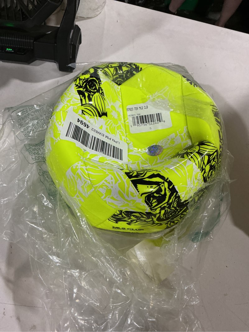Condition photo showing As Is for adidas mls club soccer ball white/blue/bright cyan 5
