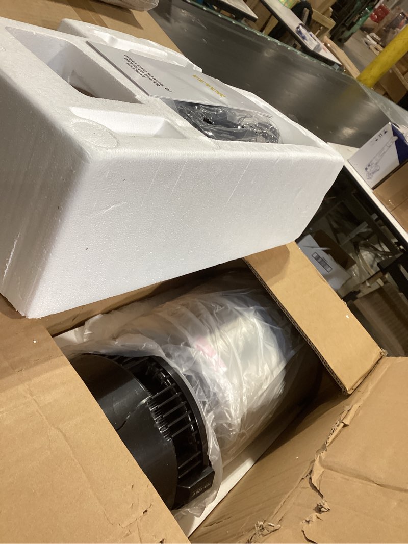 Condition photo showing As Is for vevor water distiller, 304 stainless steel countertop water stiller, 0.3gal/h, 0-99h timing dual temp display, 1.1gal distilled water maker machine, glass carafe, 3 carbon bags, citric acid powder timing and dual temp display