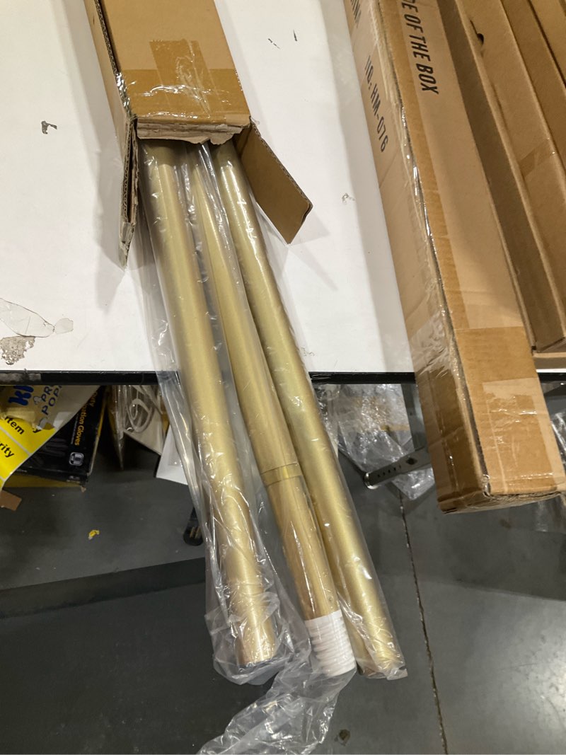 Condition photo showing Good Condition for tension curtain rod 42-126 inches, no drill adjustable spring tension rod, push button to lengthen & release to lock, heavy duty rust-resistant for window living room closet outdoor, gold gold 42" to 126"