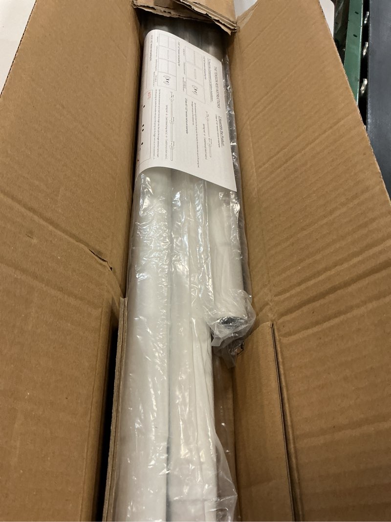 Condition photo showing As Is for Tension Curtain Rod 43-124 Inches Extra Long White Heavy Duty Tension Rods Adjustable Curtain Rod No Drilling Spring Loaded Tension Rod for Windows Patio Hold Up Blackout Curtains and Non Slip 43 to 124 inches White
