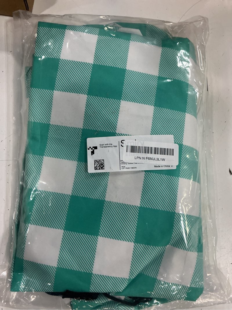 Condition photo showing Good Condition for smiry picnic table cover with bench covers, waterproof elastic fitted tablecloths for 6 foot rectangle tables, washable buffalo plaid tablecloth for camping, outdoor (teal & white, 30"x96") 30" x 72" teal and white