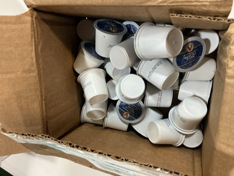 Condition photo showing As Is for victor allen's coffee seattle dark, dark roast, 42 count, single serve coffee pods for keurig k-cup brewers ( bb 01/06/2028)