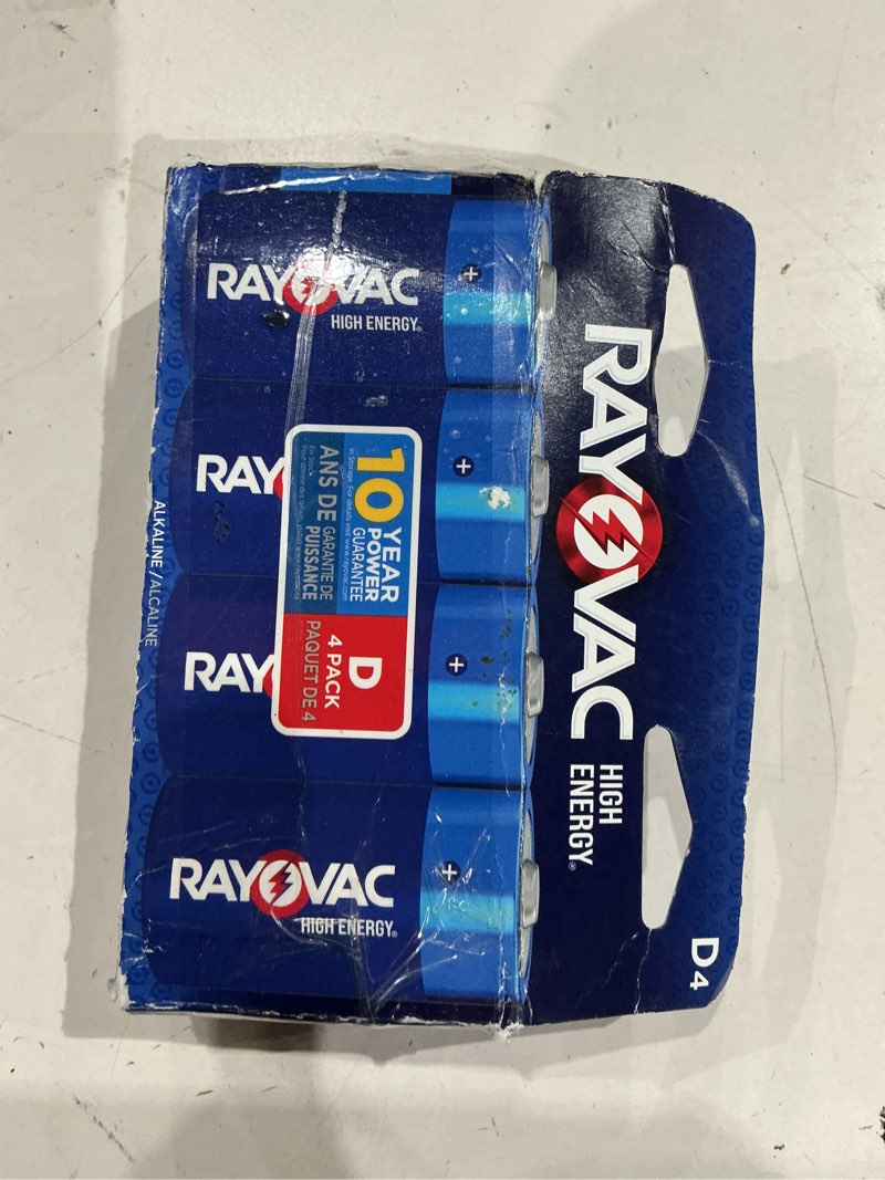 Condition photo showing Good Condition for rayovac high energy d batteries (4 pack), alkaline d cell batteries