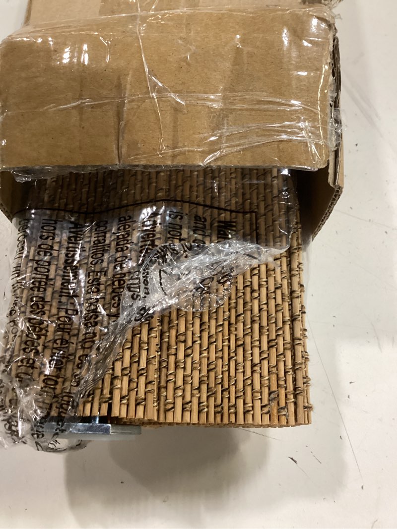 Condition photo showing Good Condition for lazblinds no drill cordless bamboo roman shades, light filtering blinds for indoor windows, roll up bamboo blinds for home, 27" w x 48" h, star-brown star-brown 27"w x 48"h