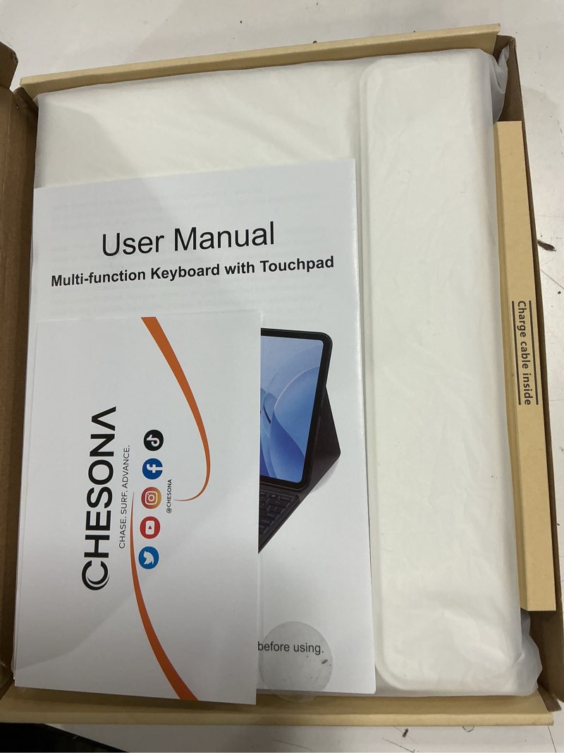 Condition photo showing New/Like New for CHESONA for iPad Pro 11 Inch Case with Keyboard (M4-2024/M5-2025), Magnetic Detachable Keyboard with Backlit, 2 Wireless Channels, Touchpad & Pencil Holder, Precise Cutouts Case for iPad Pro 11'' White