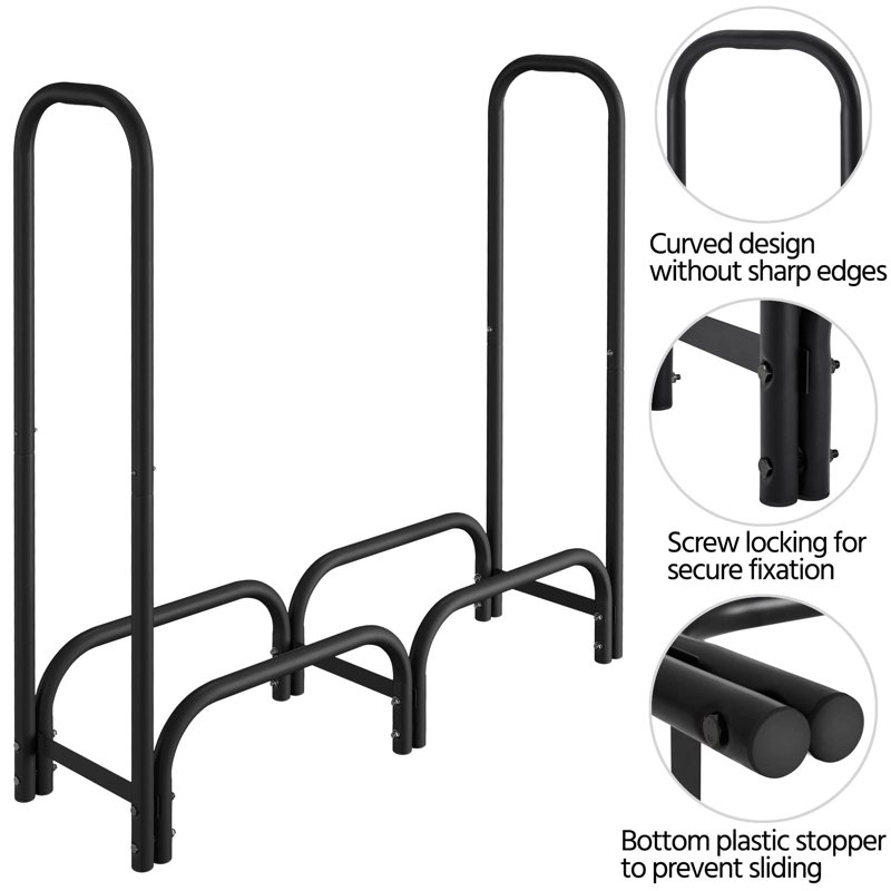 (Similar)Yaheetech 4ft Outdoor Firewood Rack, Heavy Duty Firewood Storage Racks with Waterproof Cover, Fire Wood Storage for Patio Balcony Garden, Large Firewood Storage Log Rack Steel Metal Log Holder, Black