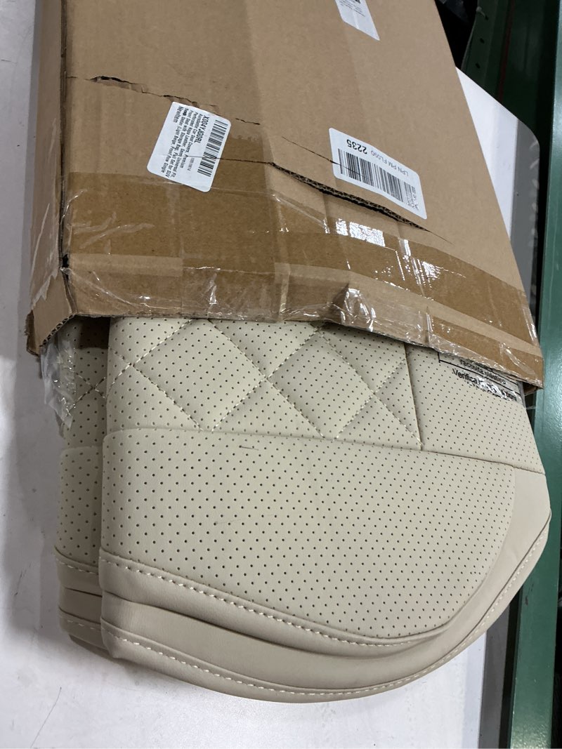 Condition photo showing Good Condition for car seat covers, premium perforated napa leather, semi universal fit, front seat with storage bag, full set for suv truck sedan (light beige, front row single seat) light beige front row single seat