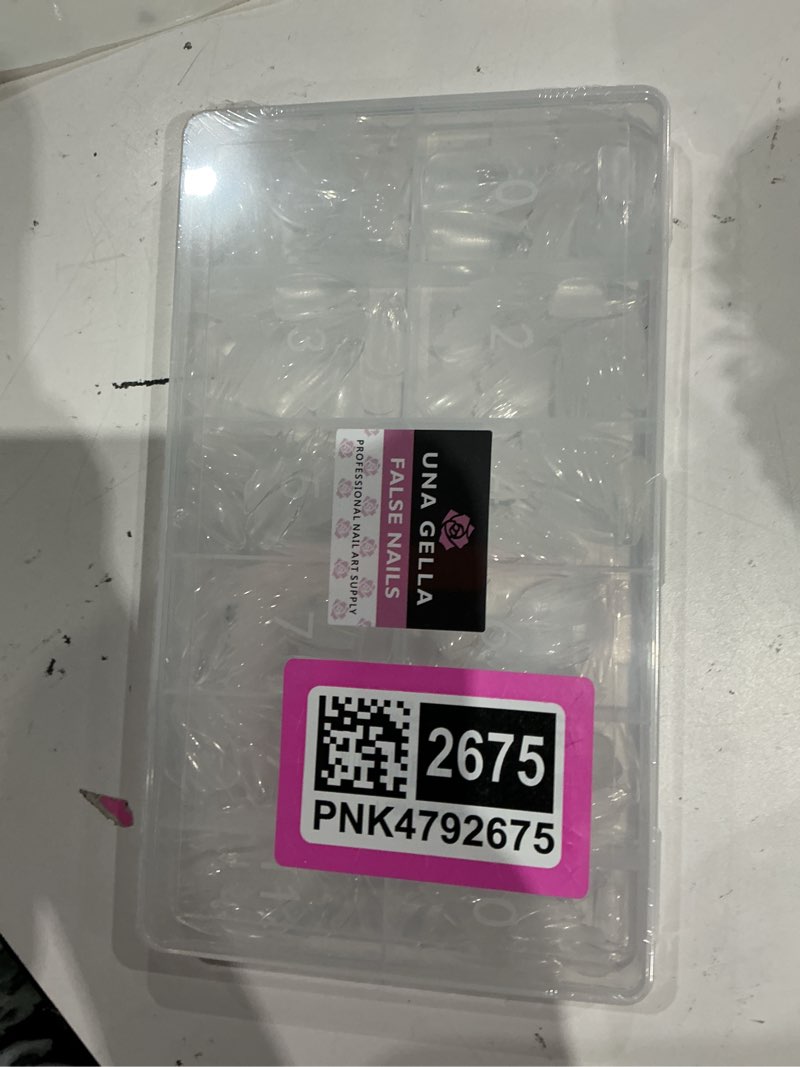 Condition photo showing New/Like New for una gella 504pcs medium pointed almond nail tips, pre-shape almond gel nail tips half matte full cover acrylic clear press on fake nails tips for nail extension nail art diy salon 12 sizes