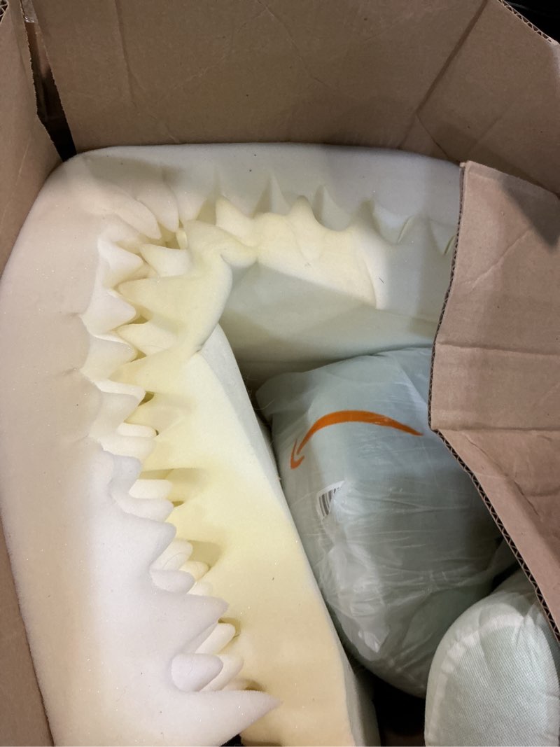 Condition photo showing As Is for FurHaven Orthopedic Dog Bed for Large Dogs, L-Shaped Chaise Sofa with Orthopedic Egg Crate Foam for Joint Support, Removable Washable Cover, Jumbo XL, Faux Fur & Suede, Marine Blue Jumbo Marine Blue
