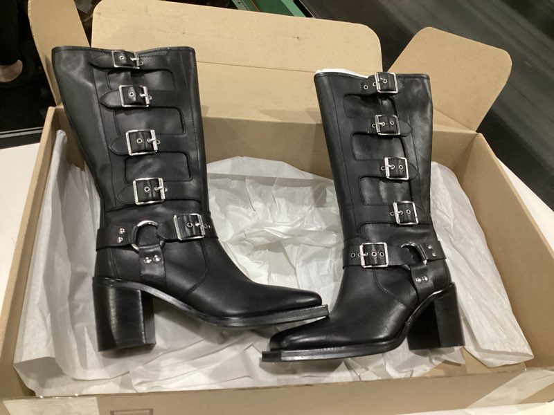 Condition photo showing Good Condition for Kenneth Cole New York Women's Emmett Fashion Boot 8 Chocolate Leather, BLACK