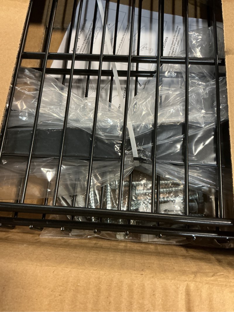 Condition photo showing Good Condition for heavy duty garage wall shelving 24"x16.5" 2-pack, adjustable shelving wall mounted shelves for garage, laundry room, closet, total 200 lbs load capacity, black 2 pack-24" x16.5" black