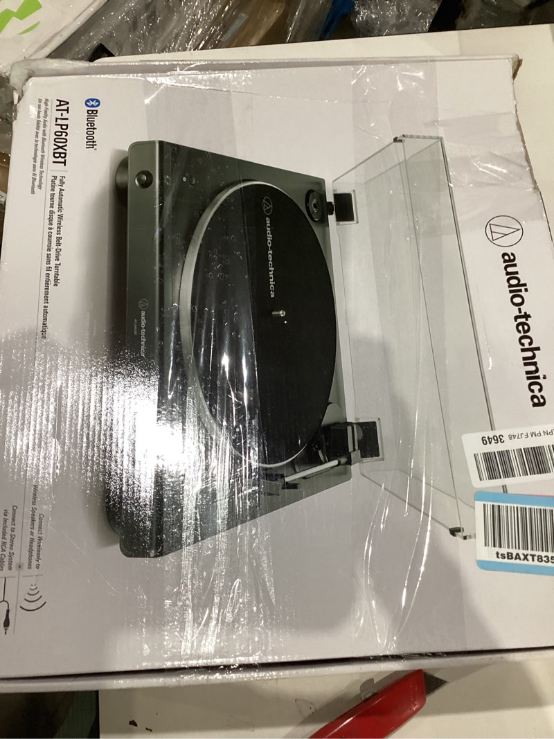 Condition photo showing New/Like New for Audio-Technica AT-LP60XBT-BK Fully Automatic Wireless Belt-Drive Turntable (Black) (ATLP60XBTBK) Black Standalone Turntable