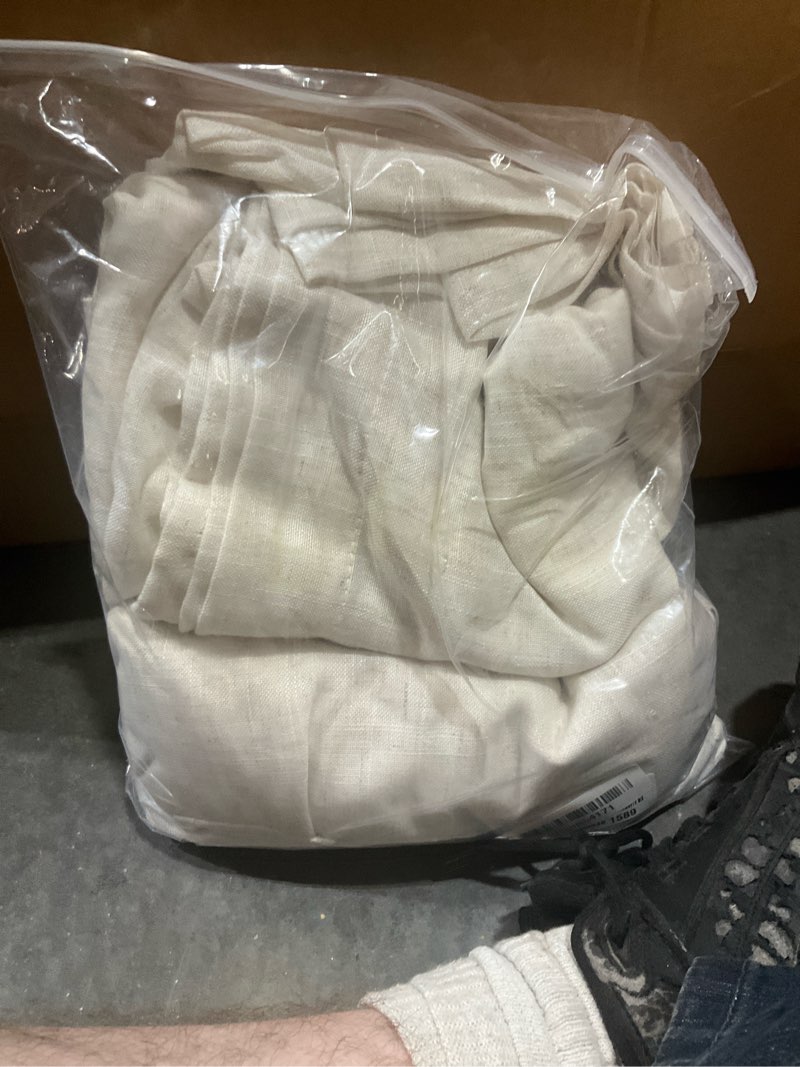 Condition photo showing Good Condition for cream linen curtains 72 inch long 2 panel set for living room back tab rod pocket semi sheer light filtering bedroom window curtain 72 inch length modern farmhouse neutral ivory linen drapes 60x72 natural 60"w x 72"l (pack of 2)