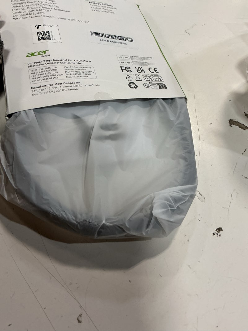 Condition photo showing Good Condition for acer usb4 cable 40gbps, 8k@60hz thunderbolt 4/3 cable, 240w fast charging braided high speed usb-c video cord compatible with macbook, ssd, docking, iphone 16 and more (6.6ft)