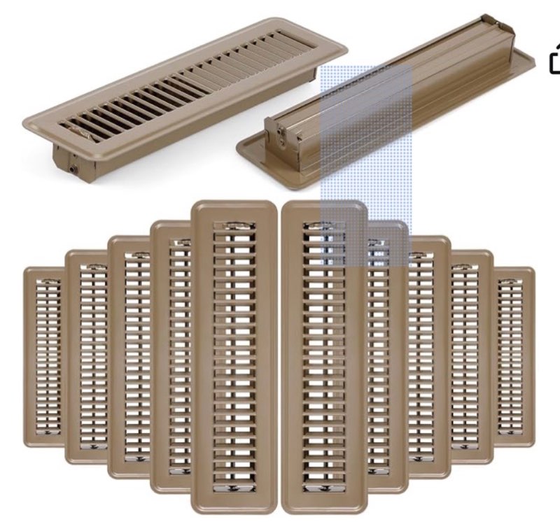 yaocom 12 pcs 2 x 12 brown heavy duty steel floor register bulk, walkable design with damper, floor 