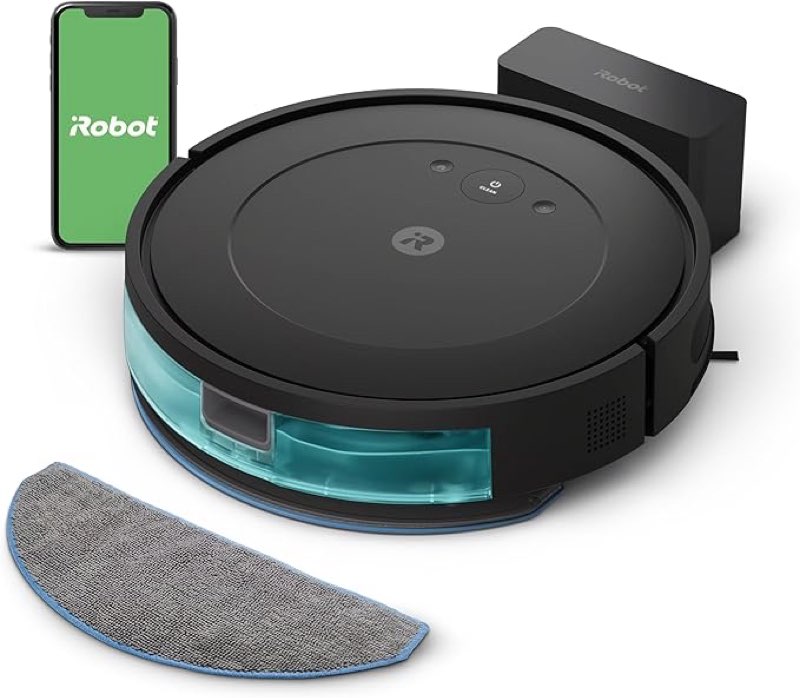 irobot roomba combo robot vacuum & mop (y0110) - easy to use, power-lifting suction, vacuums and mops, multi-surface cleaning, smart navigation cleans in neat rows, self-charging, alexa