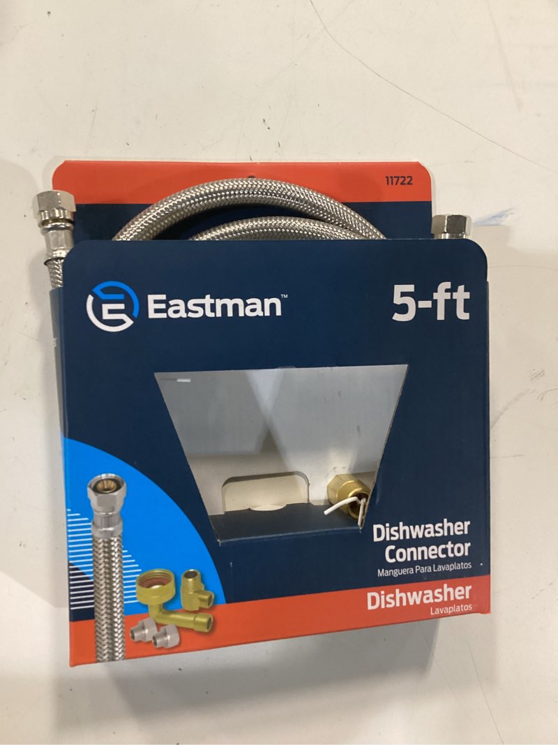 Condition photo showing New/Like New for eastman 5-ft 3/8-in compression inlet x 3/8-in compression outlet stainless steel dishwasher connector