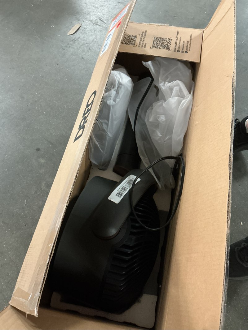 Condition photo showing As Is for Dreo Fan for Bedroom, 120° Oscillating Standing Fans, Quiet Floor Fan with DC Motor, 100ft Pedestal Fans for Room, 9 Speeds, 4 modes, 20dB, 120° Manual Vertical, 37-42" Adjustable Height, 9H Timer Grey