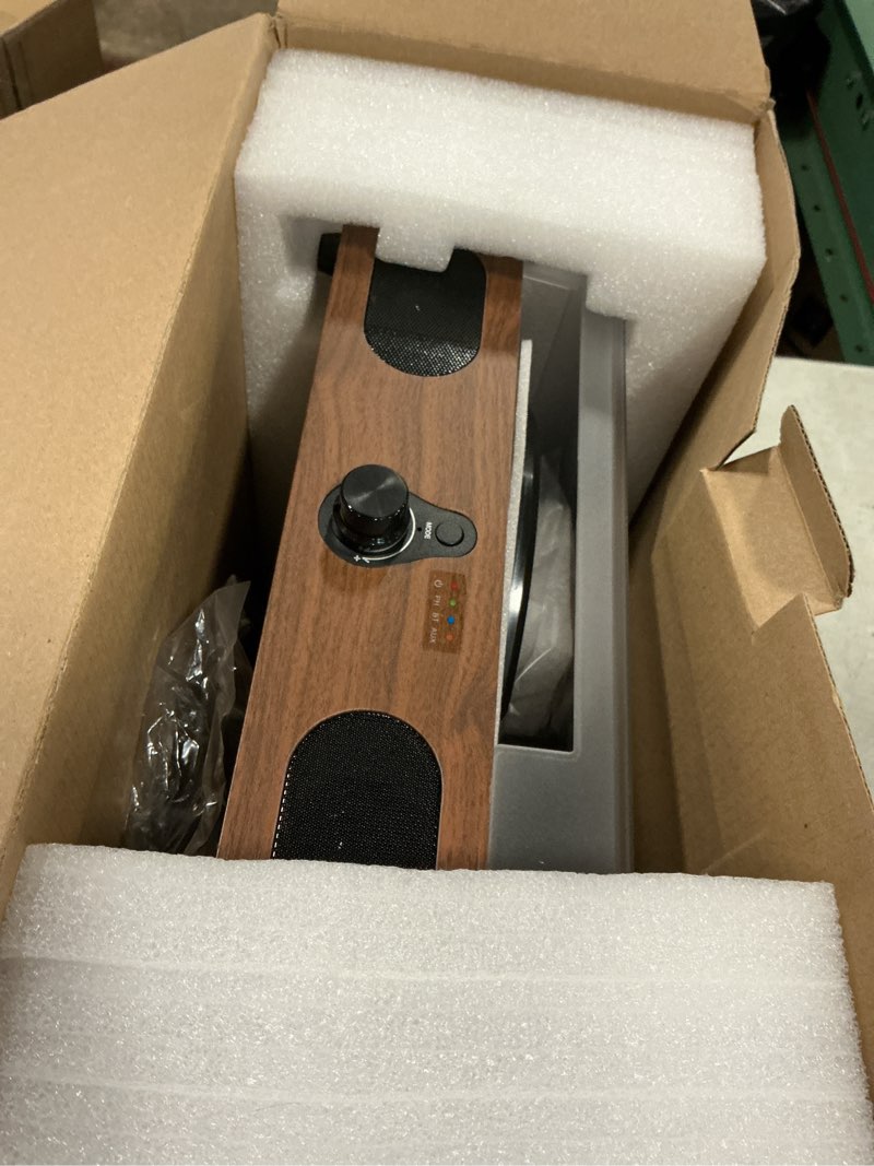 Condition photo showing Good Condition for Amazon Basics Desktop Turntable Vinyl Record Player with Bluetooth and Built-in Speakers, 3-Speed, Black