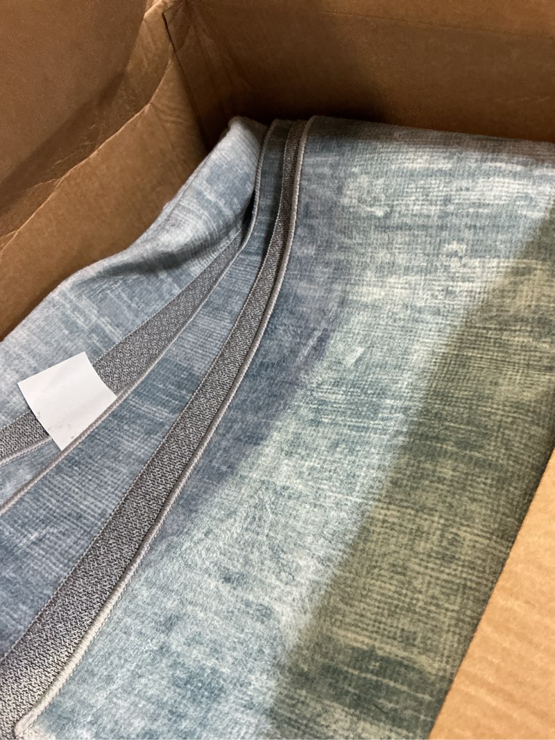 Condition photo showing Good Condition for area rugs 5x7 living room: washable rug modern abstract large rugs soft non slip neutral rug stain resistant indoor carpet for bedroom kitchen dining room table nursery home office rugs(blue,5'x7') blue 5' x 7' (rectangular)