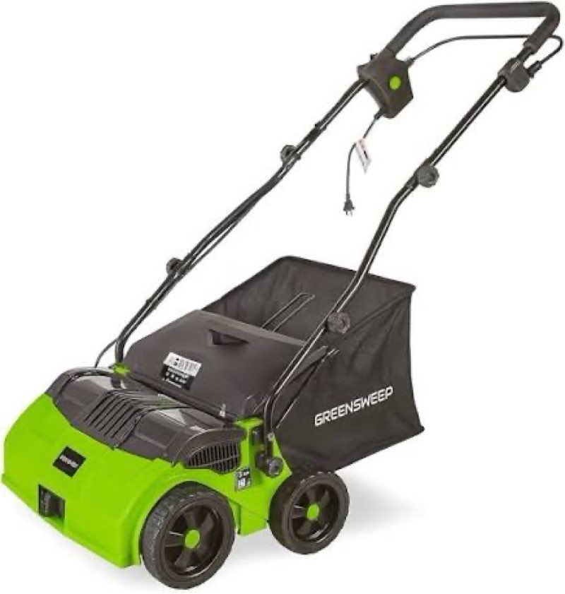 rgs living greensweep v2 | artificial grass electric sweeper rake vacuum 45l collection bag, 5 adjus