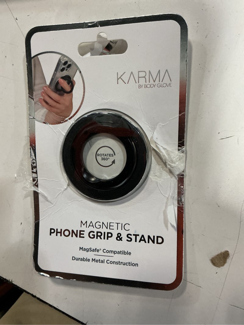 Condition photo showing As Is for karma body glove magnetic phone grip stand magsafe compatible 360 black open box
