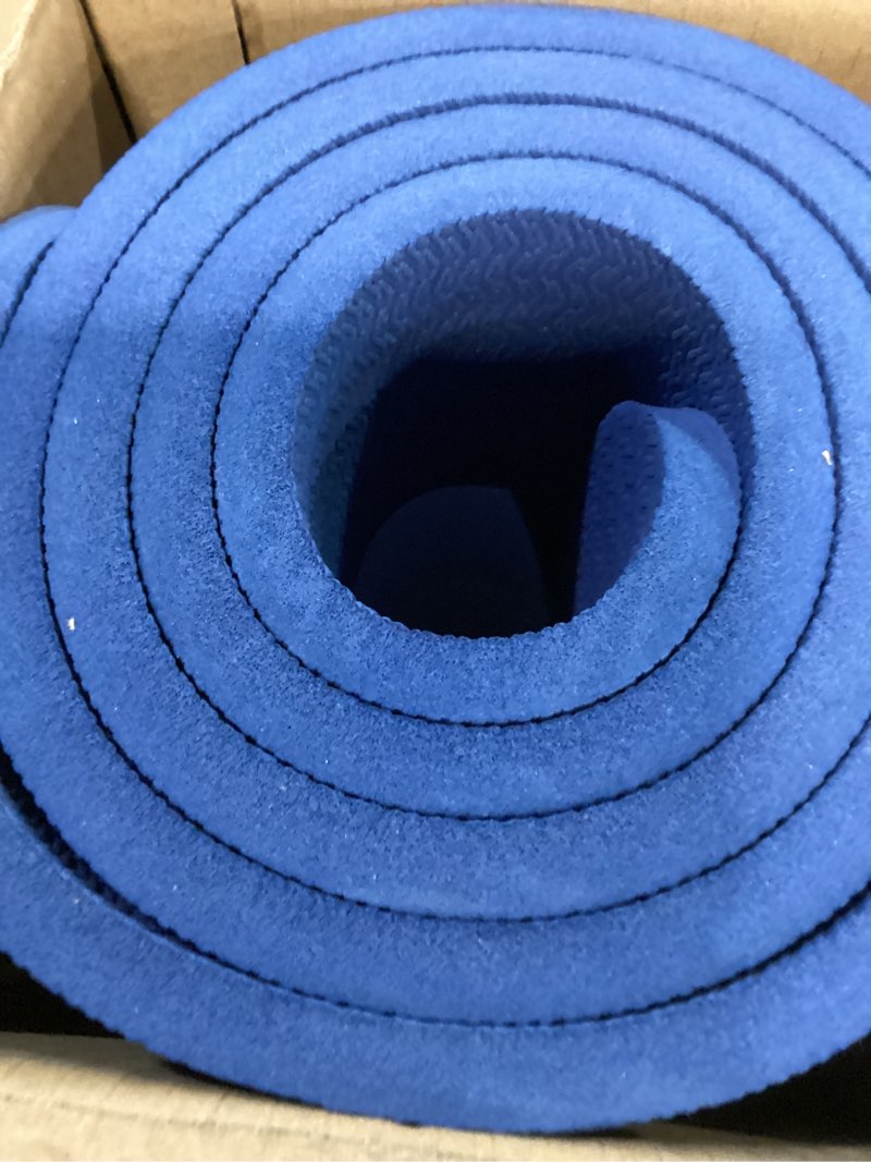 Condition photo showing Good Condition for hatha yoga extra thick tpe yoga mat - 72"x 32" thickness 1/2 inch -eco friendly sgs certified - with high density anti-tear exercise bolster for home gym travel & floor outside blue