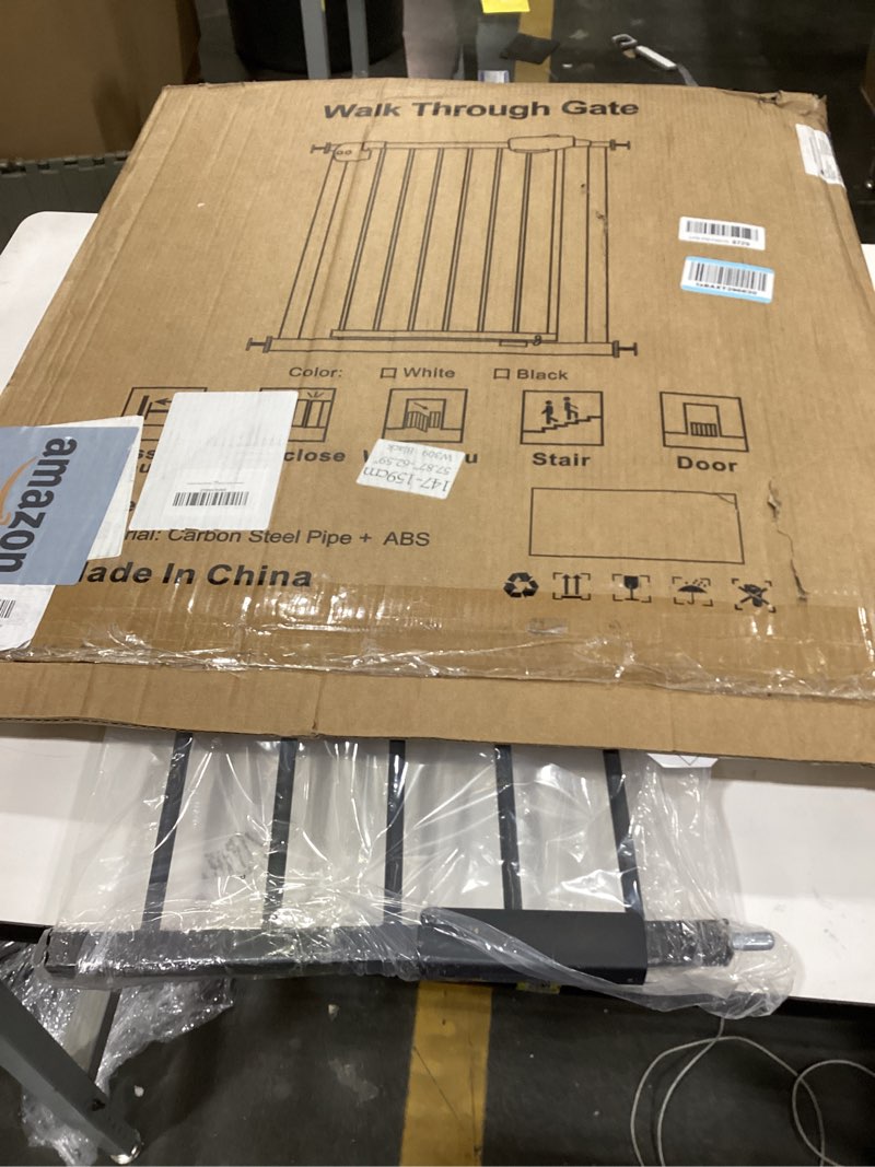 Condition photo showing New/Like New for waowao triple lock baby gate extra wide 49.21-53.14" pressure mounted walk through swing auto close safety black metal dog pet puppy for stairs,doorways,kitchen black 49.21-53.14"/125-135cm