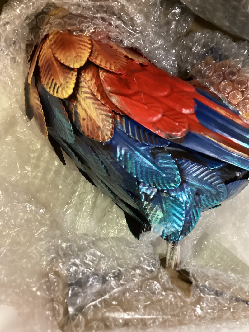 Condition photo showing Good Condition for kircust metal rooster garden ornament, multi-color outdoor yard art chicken statue for home patio lawn backyard farmhouse kitchen multicolor